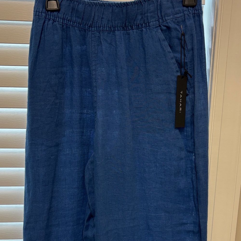 NWT  Tahari royal blue linen pants - Picture 7 of 11